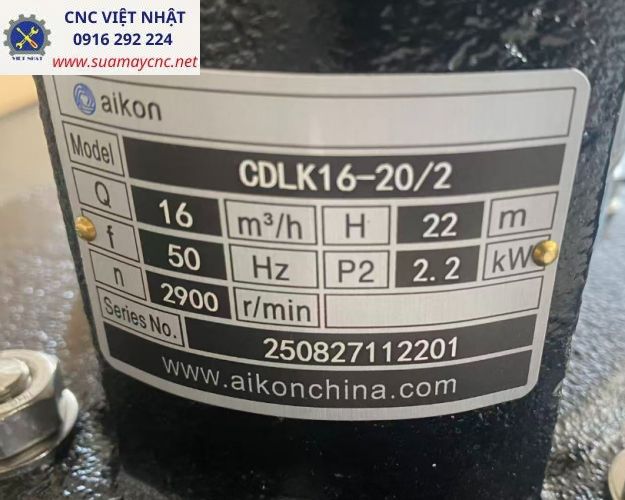 BƠM CAO ÁP AIKON CDLK16-20/2 CHO MÁY CNC CÔNG NGHIỆP